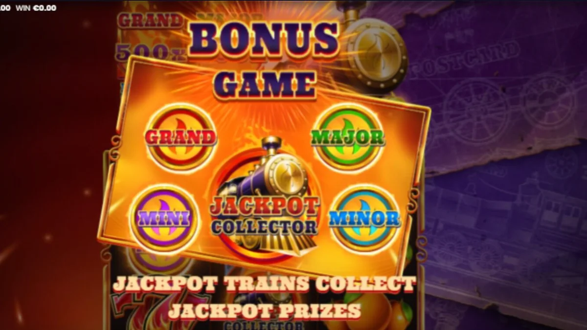 Interface do jogo de slot Fire Rail Express com tema de trem steampunk