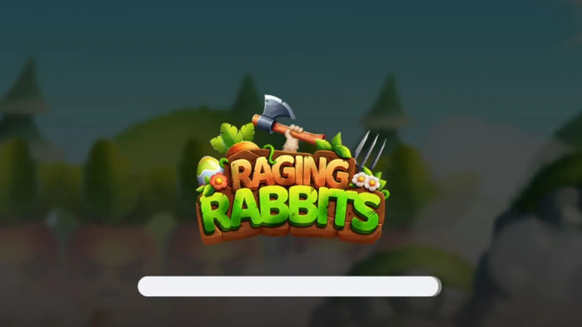 Cena de batalha animada do slot Raging Rabbits com coelhos militares